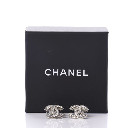 Chanel Crystal CC Earrings Silver 5 of 5