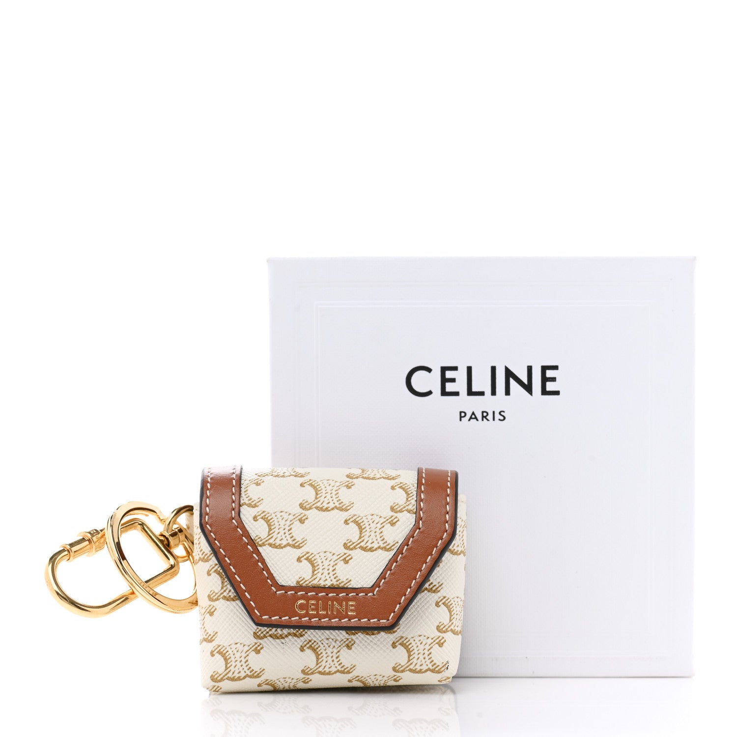 Celine Triomphe Canvas Calfskin Airpods Case White 5 of 5
