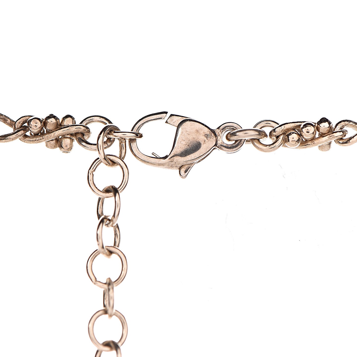 Resin Crystal Studded CC Station Necklace White Gold