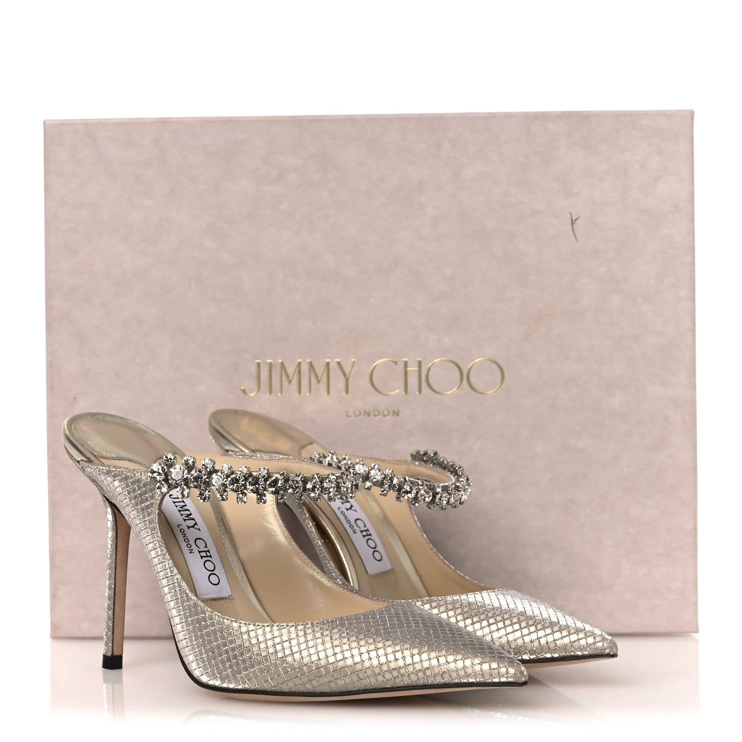 Jimmy Choo Diamond Glitter Fabric Crystal Bing 100 Pumps 37.5