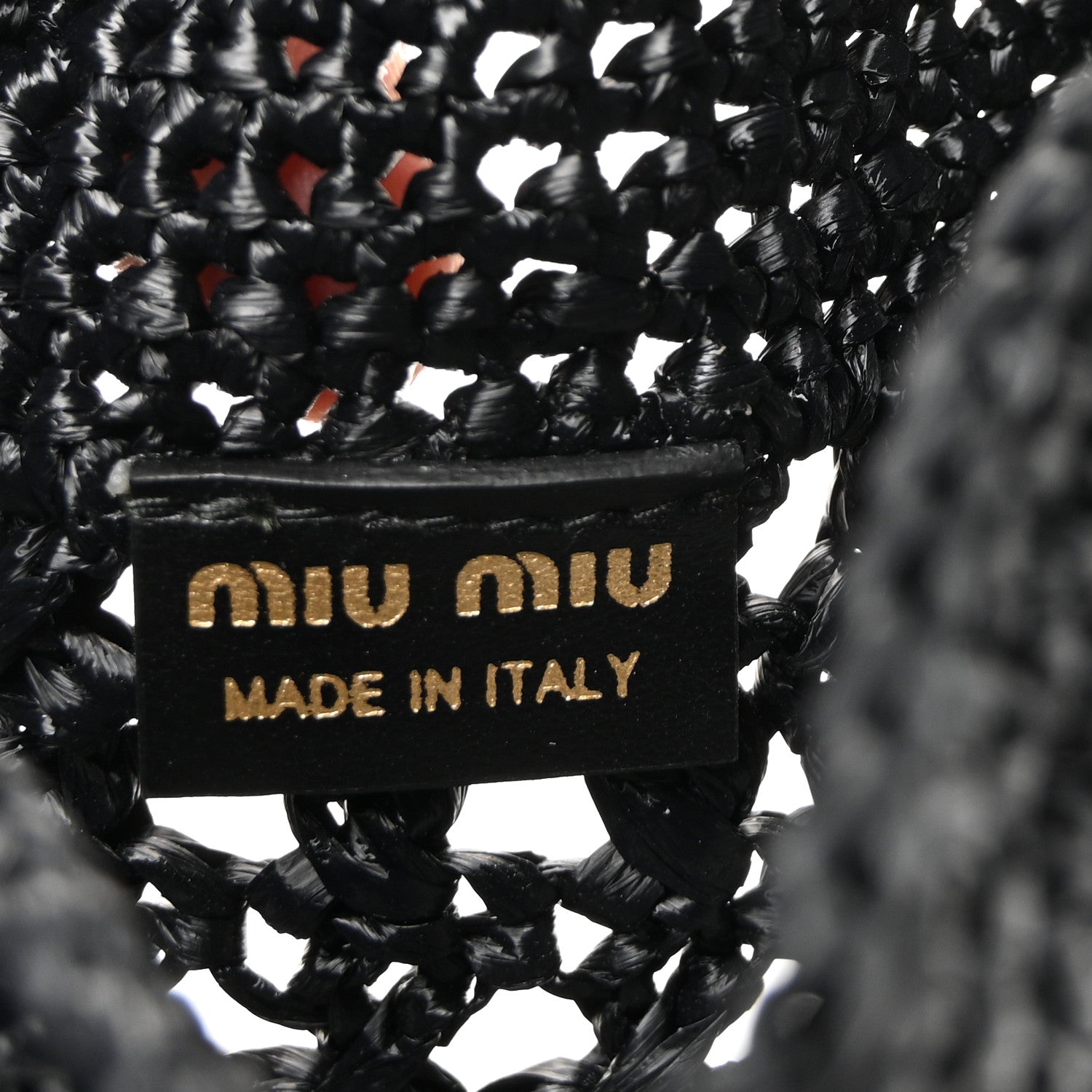 Miu Miu Raffia Crochet Drawstring Pouch Black Naturale 11 of 17