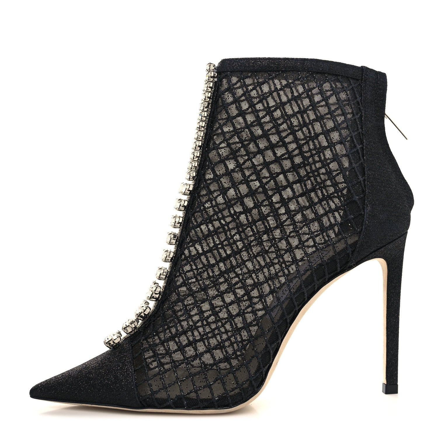 Jimmy Choo Glitter Checker Board Mesh Crystal Embellished Bing 100 Boots 37.5 Black 1 of 7