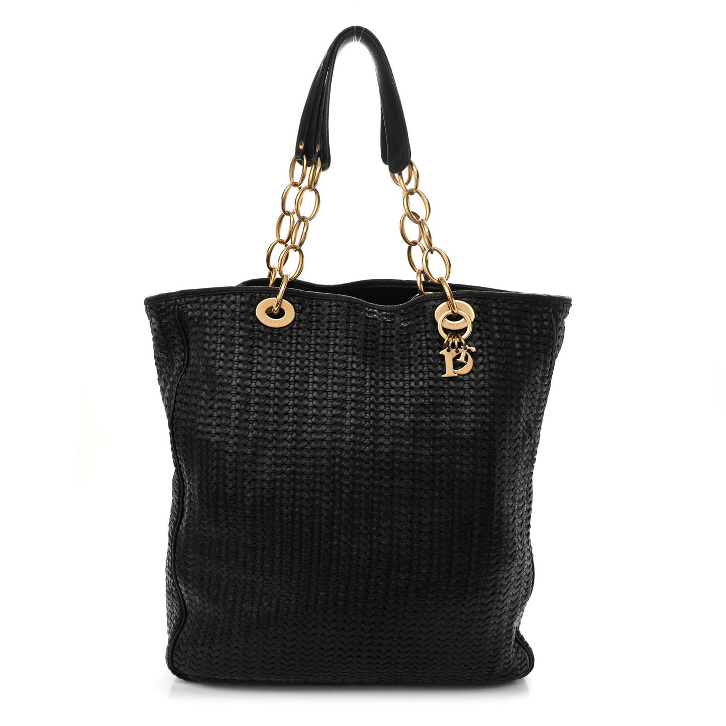 Lambskin Woven Dior Soft Shopping Tote Black