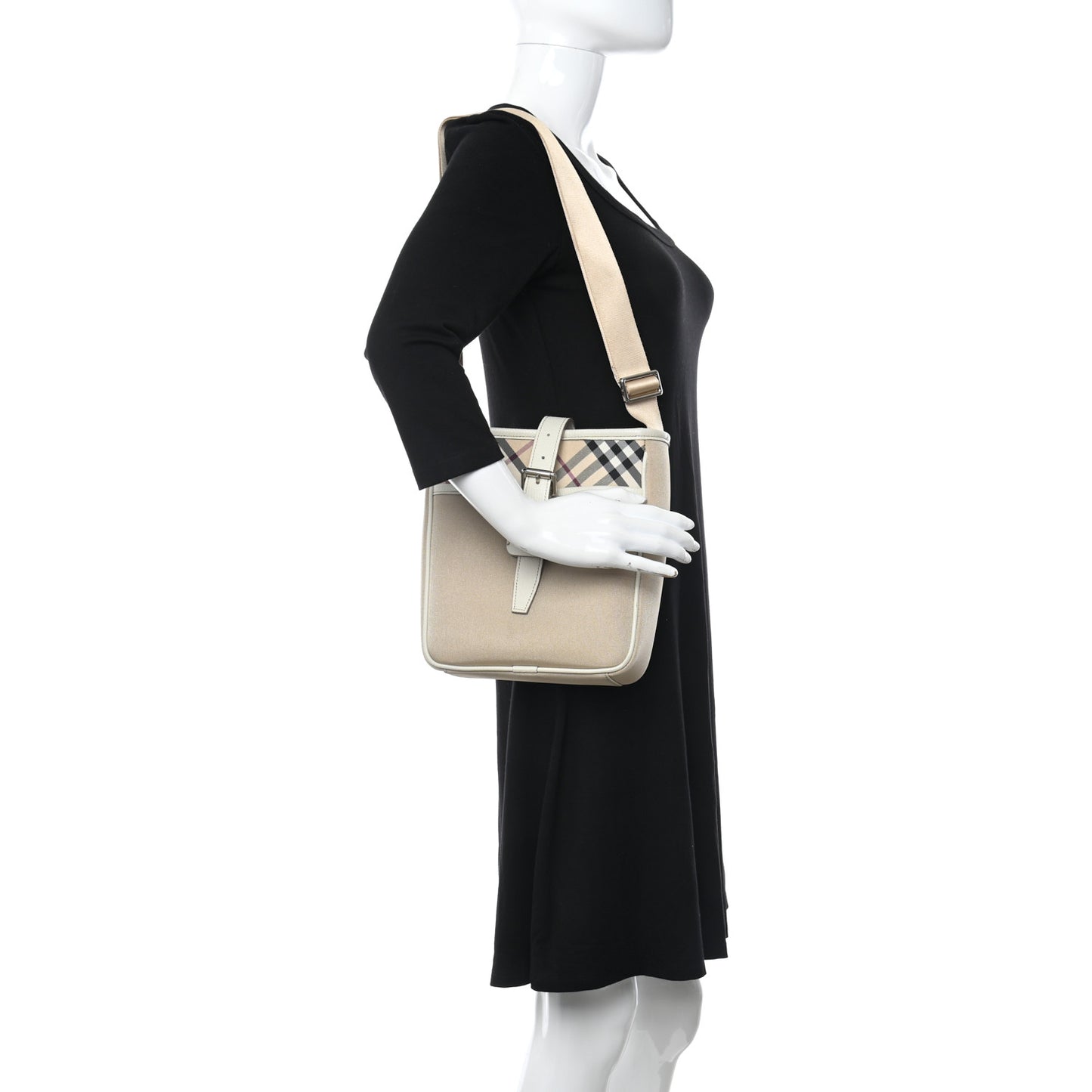 Canvas Haymarket Check Messenger Bag Beige