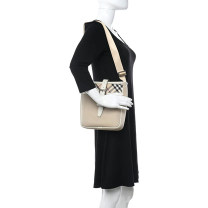Burberry Canvas Haymarket Check Messenger Bag Beige 2 of 7
