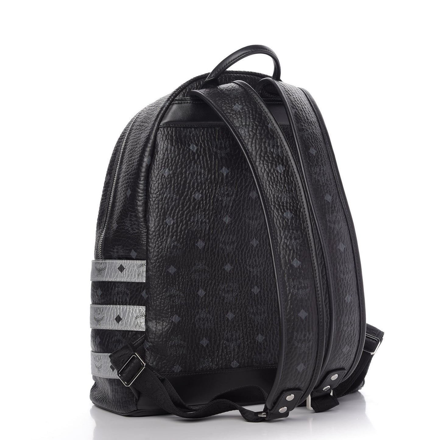 Metallic Visetos Striped Medium Stark Backpack Silver Black