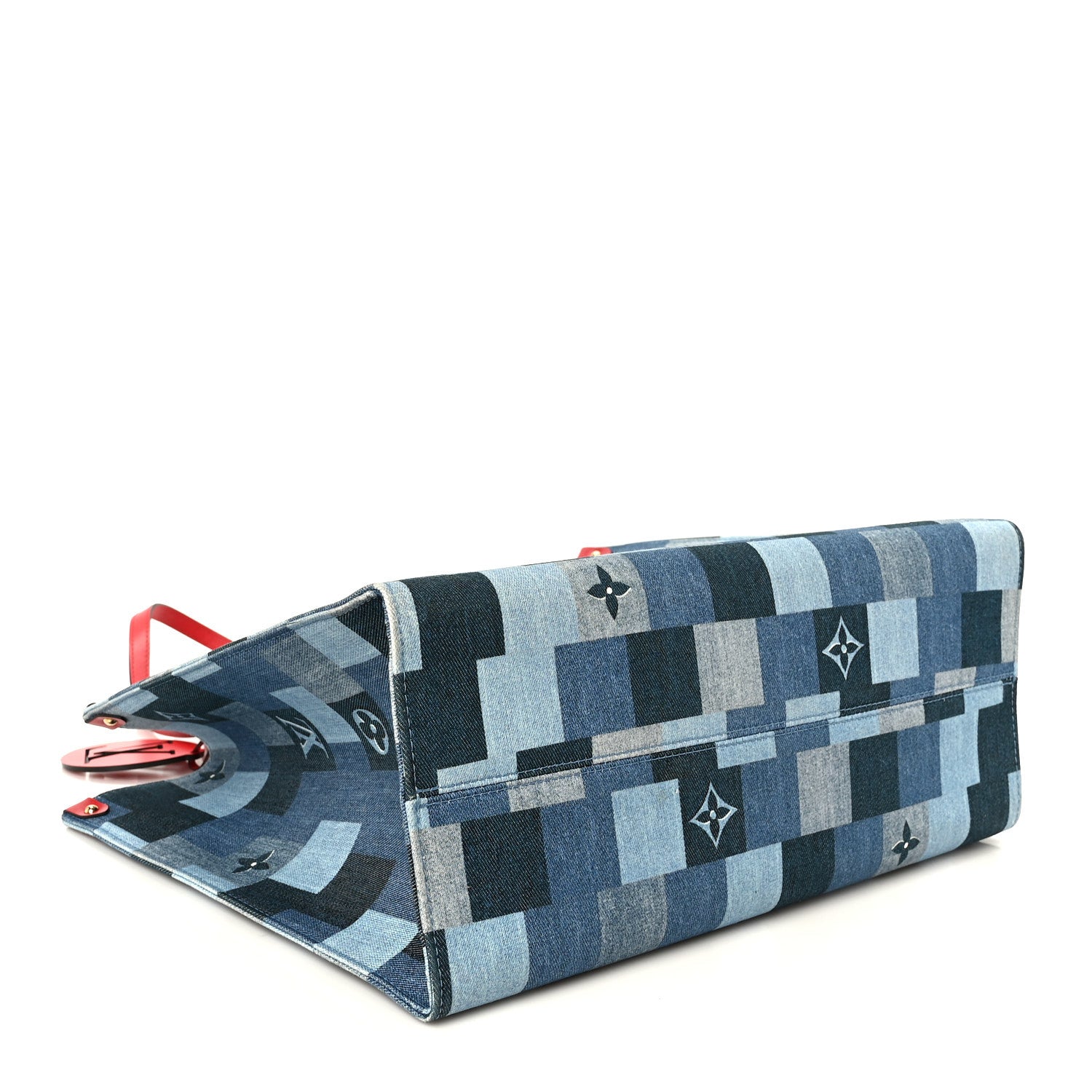 Louis Vuitton Denim Damier Monogram Onthego Blue Rouge 4 of 11