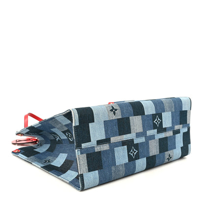 Louis Vuitton Denim Damier Monogram Onthego Blue Rouge 4 of 11