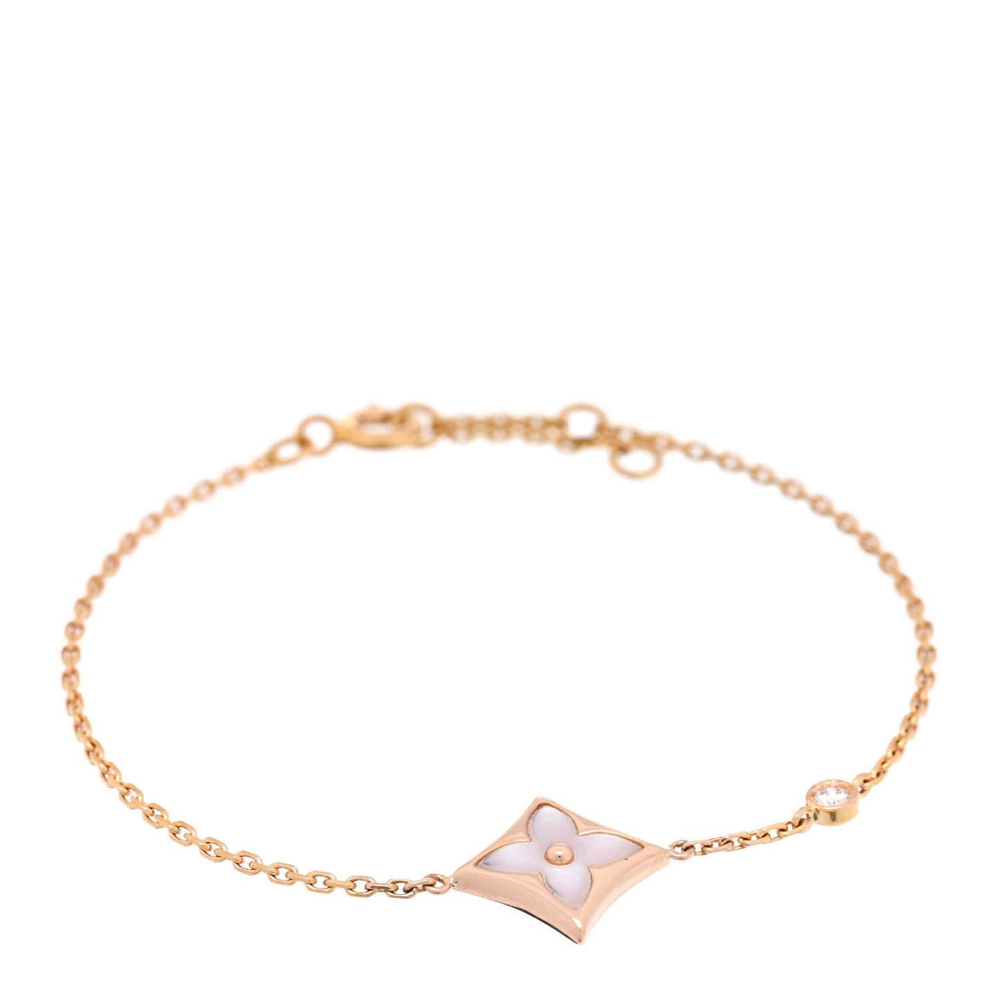 18K Pink Gold Diamond Pink Mother of Pearl Color Blossom BB Star Bracelet
