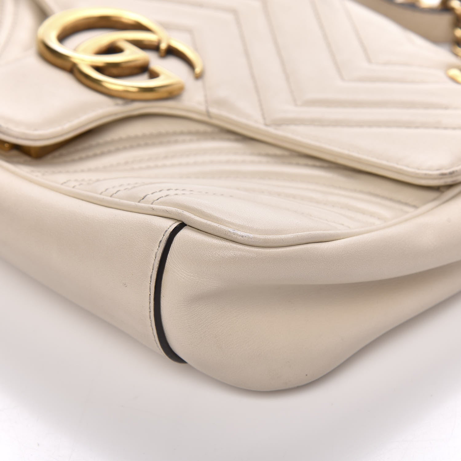 Gucci Calfskin Matelasse Small GG Marmont Shoulder Bag White 10 of 13