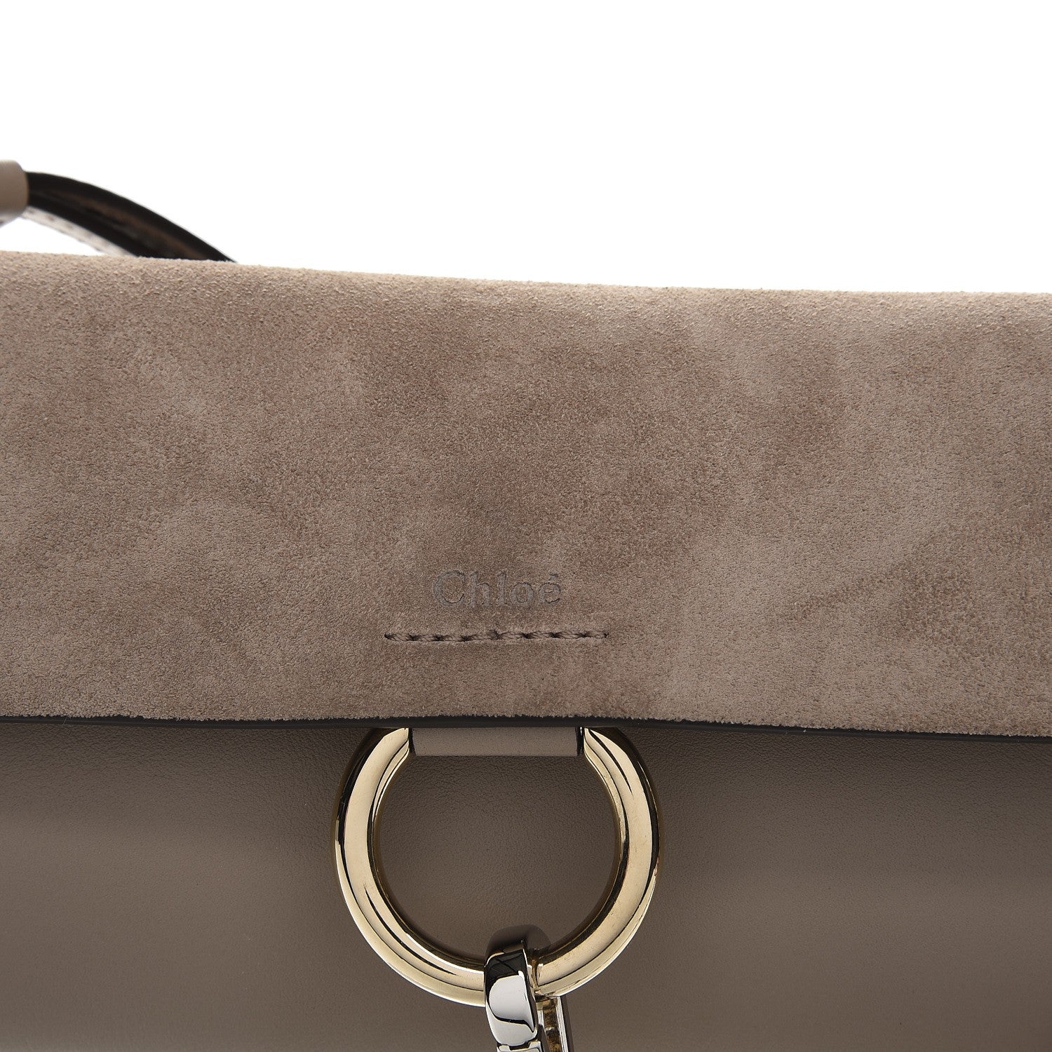 Chloe Suede Calfskin Mini Faye Shoulder Bag Motty Grey 6 of 8