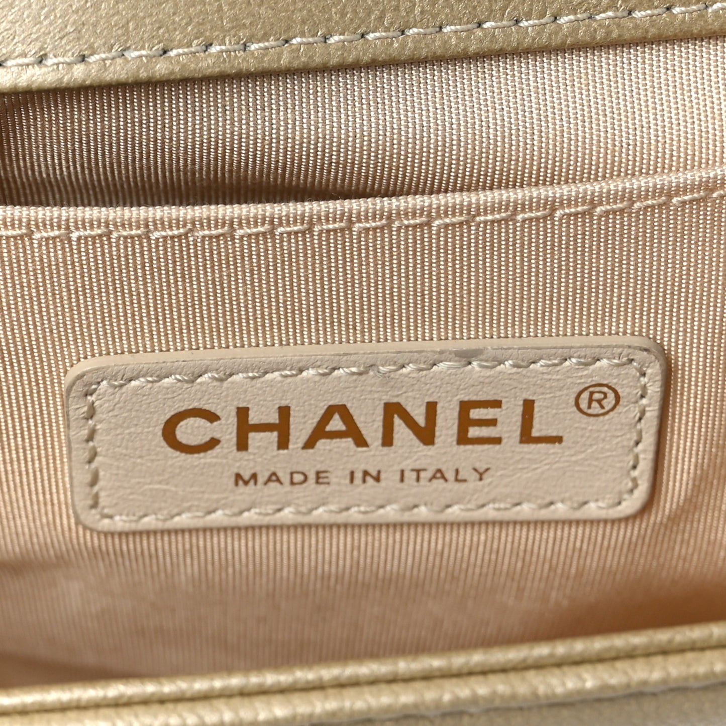 Metallic Caviar Quilted Medium Boy Flap Light Gold
