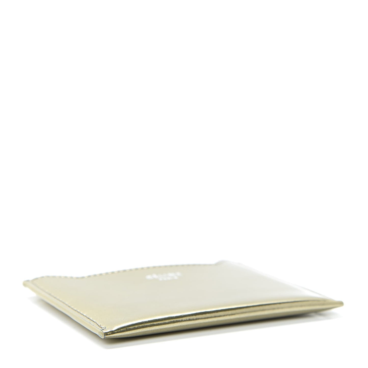Metallic Calfskin Card Holder Gold