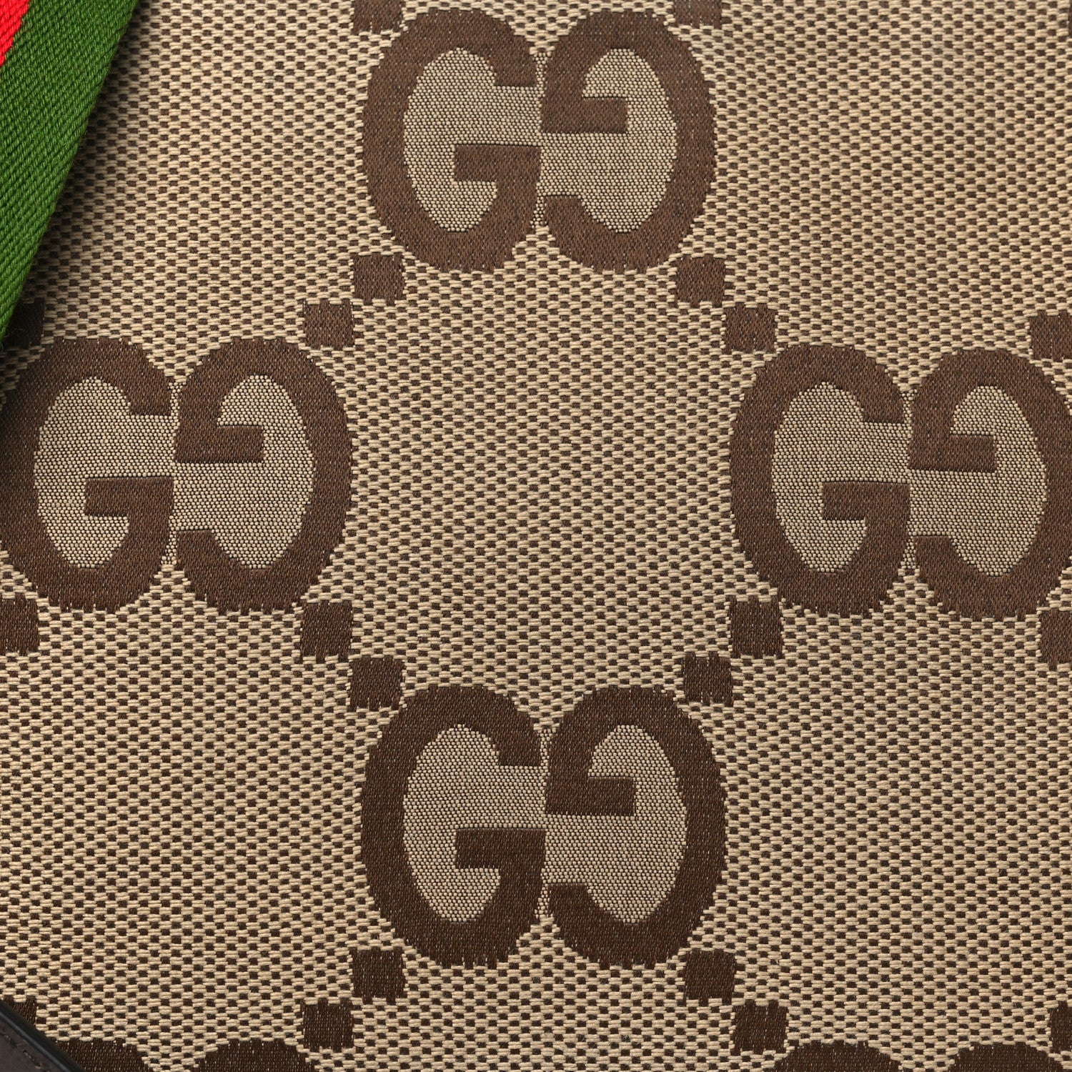 Gucci Monogram Jumbo GG Textured Dollar Calfskin Web Wristlet Messenger Bag Camel Ebony New Acero 8 of 10