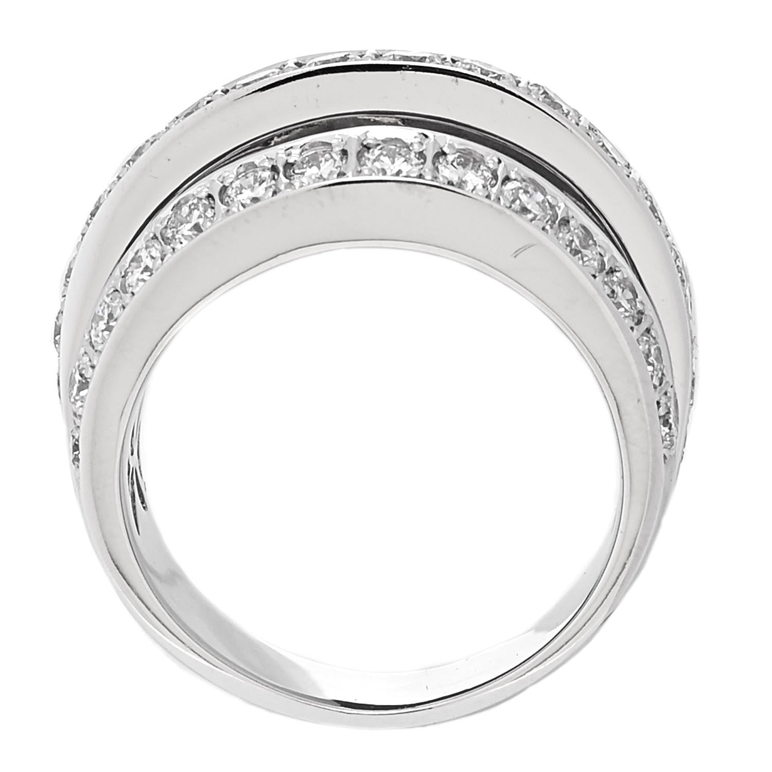 Parker & West by FASHIONPHILE 18K White Gold Diamond 2.45ctw Three-Row Ring 56 7.5 5 of 9