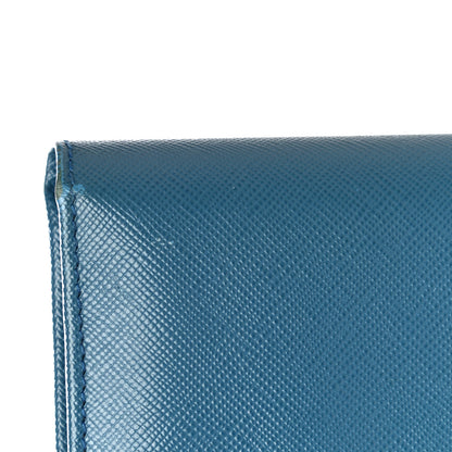Prada Saffiano Metal Compact Snap Bi-Fold Wallet Cobalto 17 of 20
