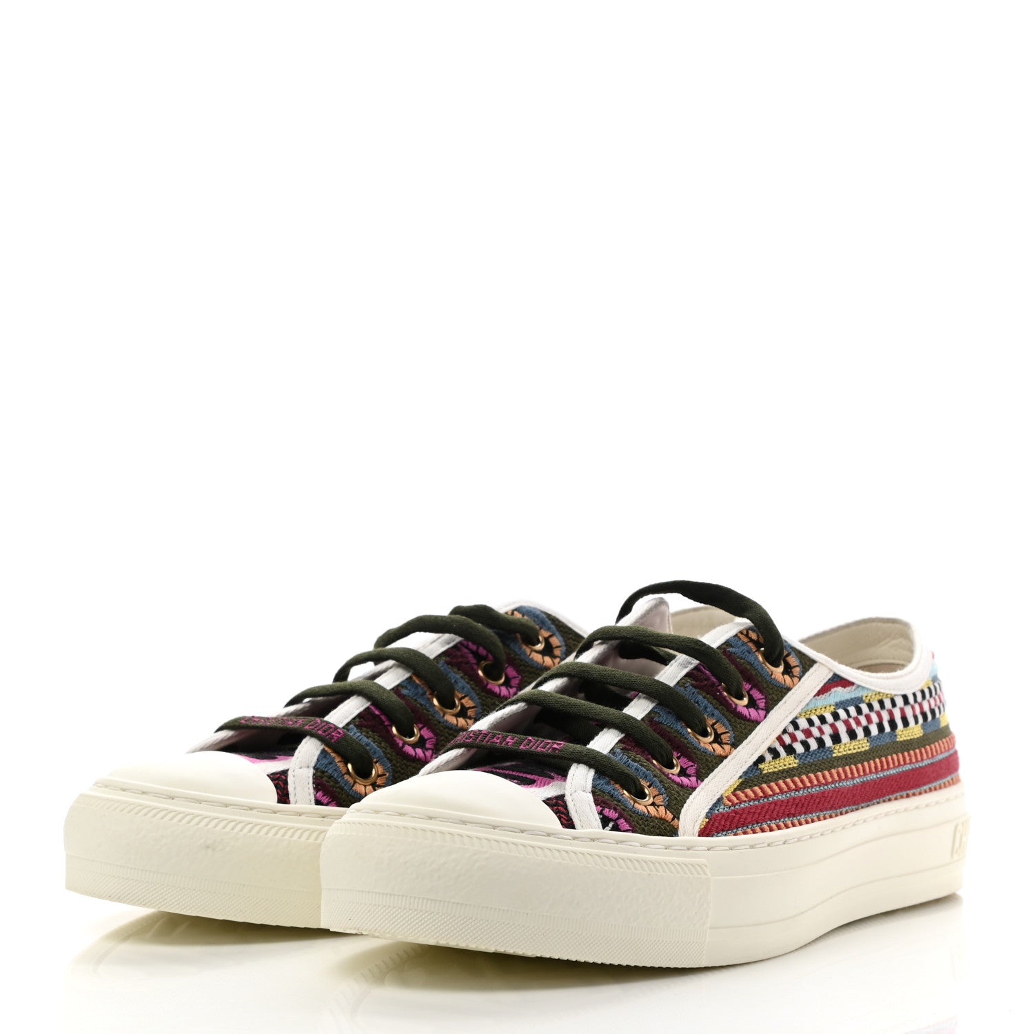Christian Dior Canvas Ethnic Embroidered Womens Walk'N'Dior Low Top Sneakers 39.5 Fuchsia 3 of 8