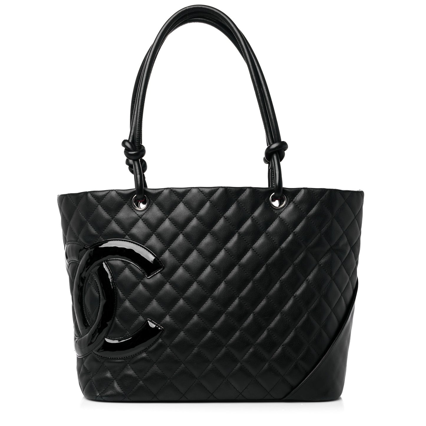 Calfskin Quilted Large Cambon Tote Black