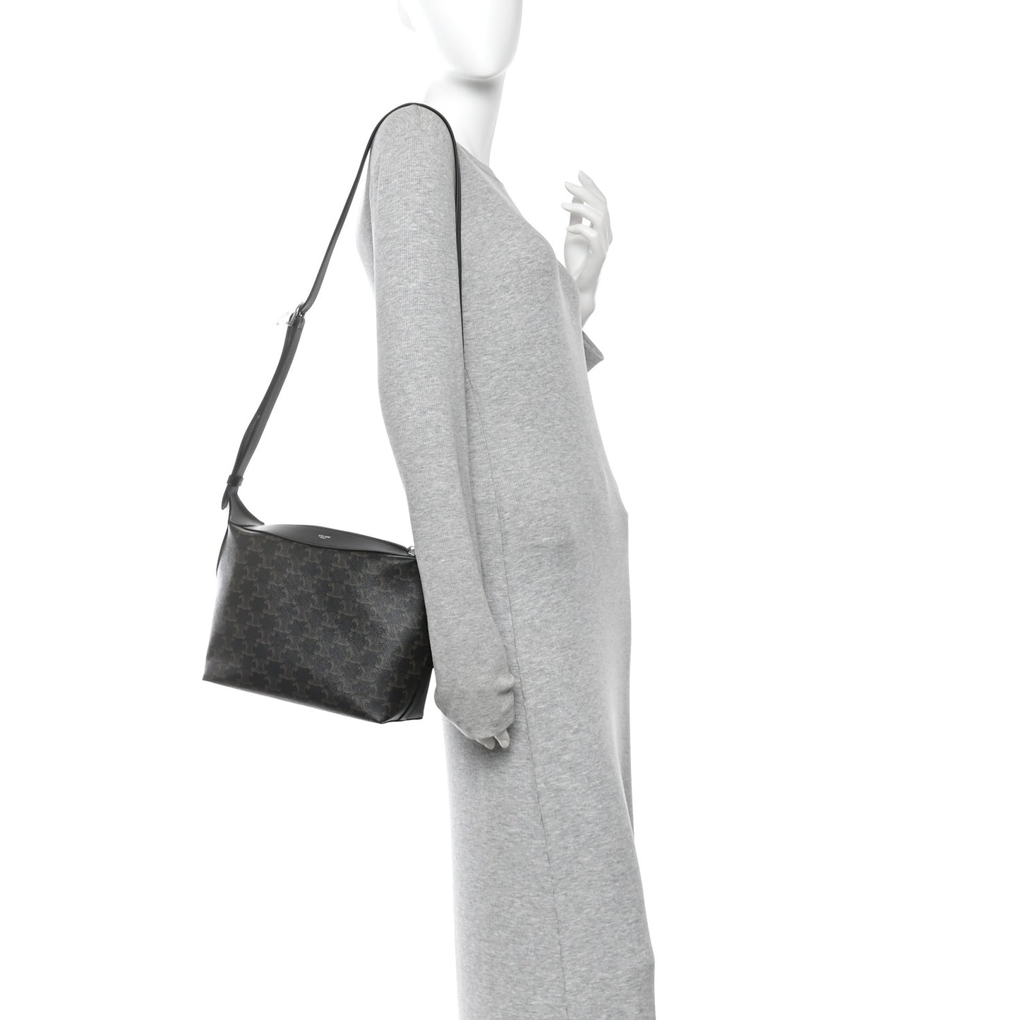 Triomphe Canvas Calfskin Harry Crossbody Bag Black