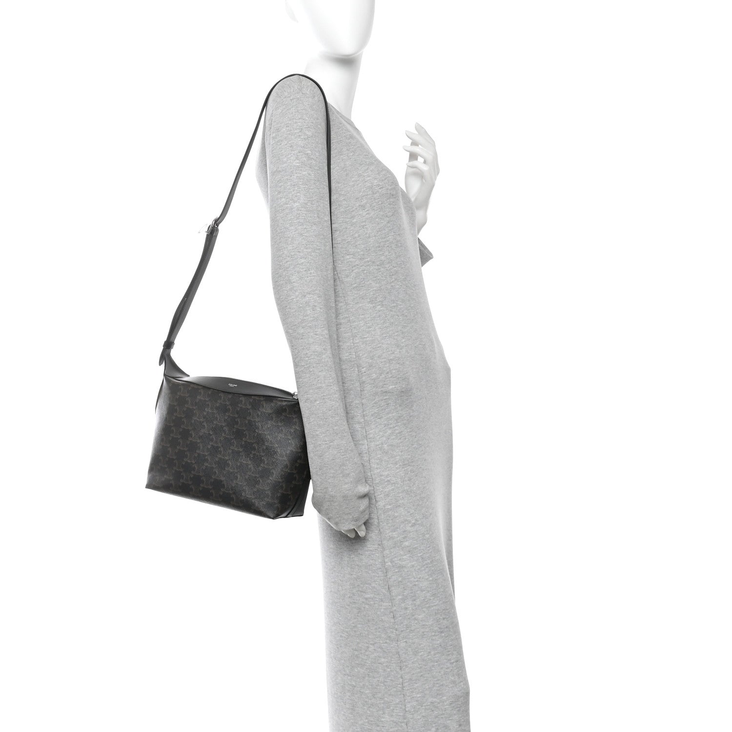 Celine Triomphe Canvas Calfskin Harry Crossbody Bag Black 2 of 11