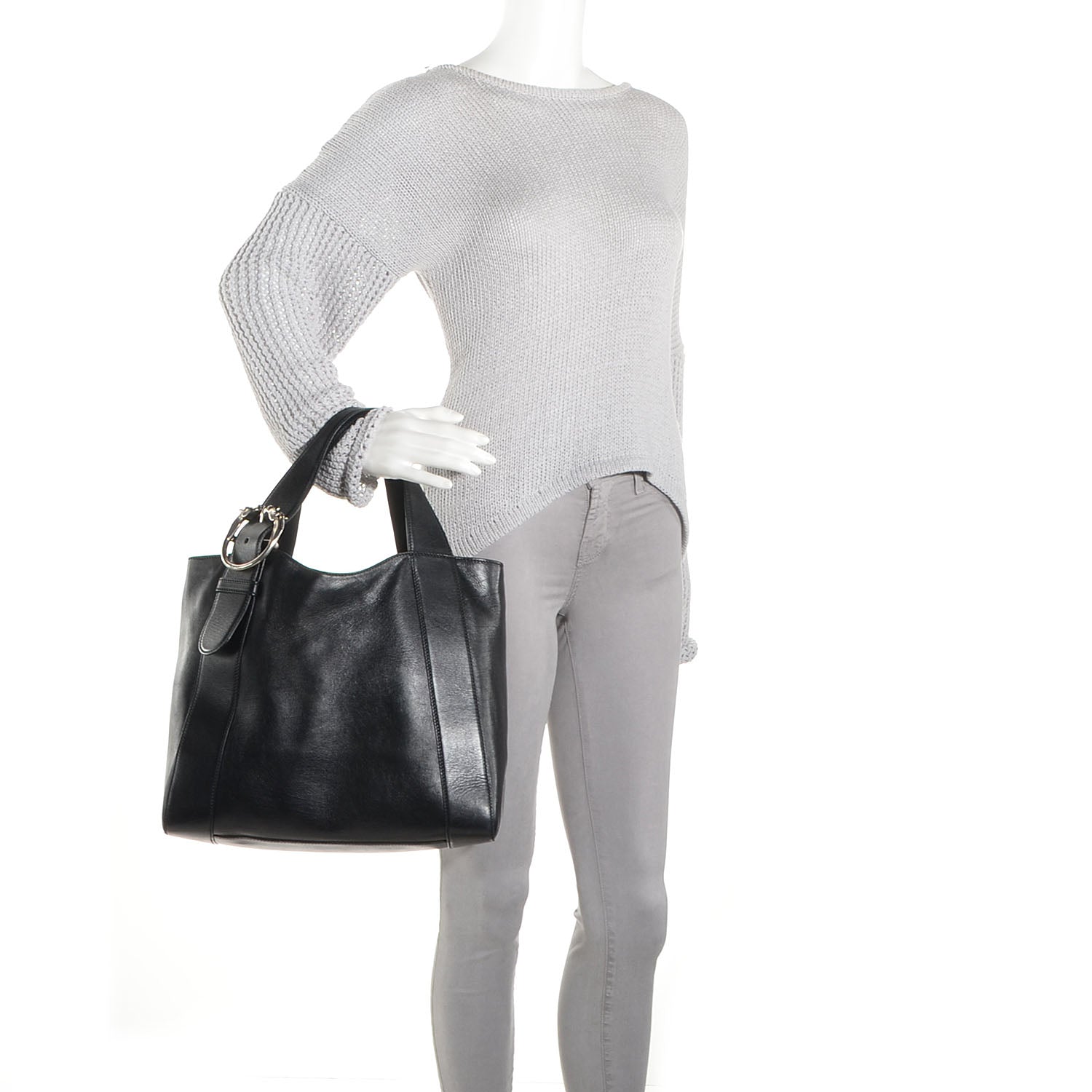 Gucci Leather Medium Ribot Horse Heads Tote Black 2 of 8