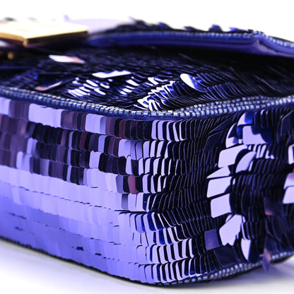 Fendi Sequin Paillettes Shiny Nappa Sex and the City Baguette Viola Purple Rain 9 of 11