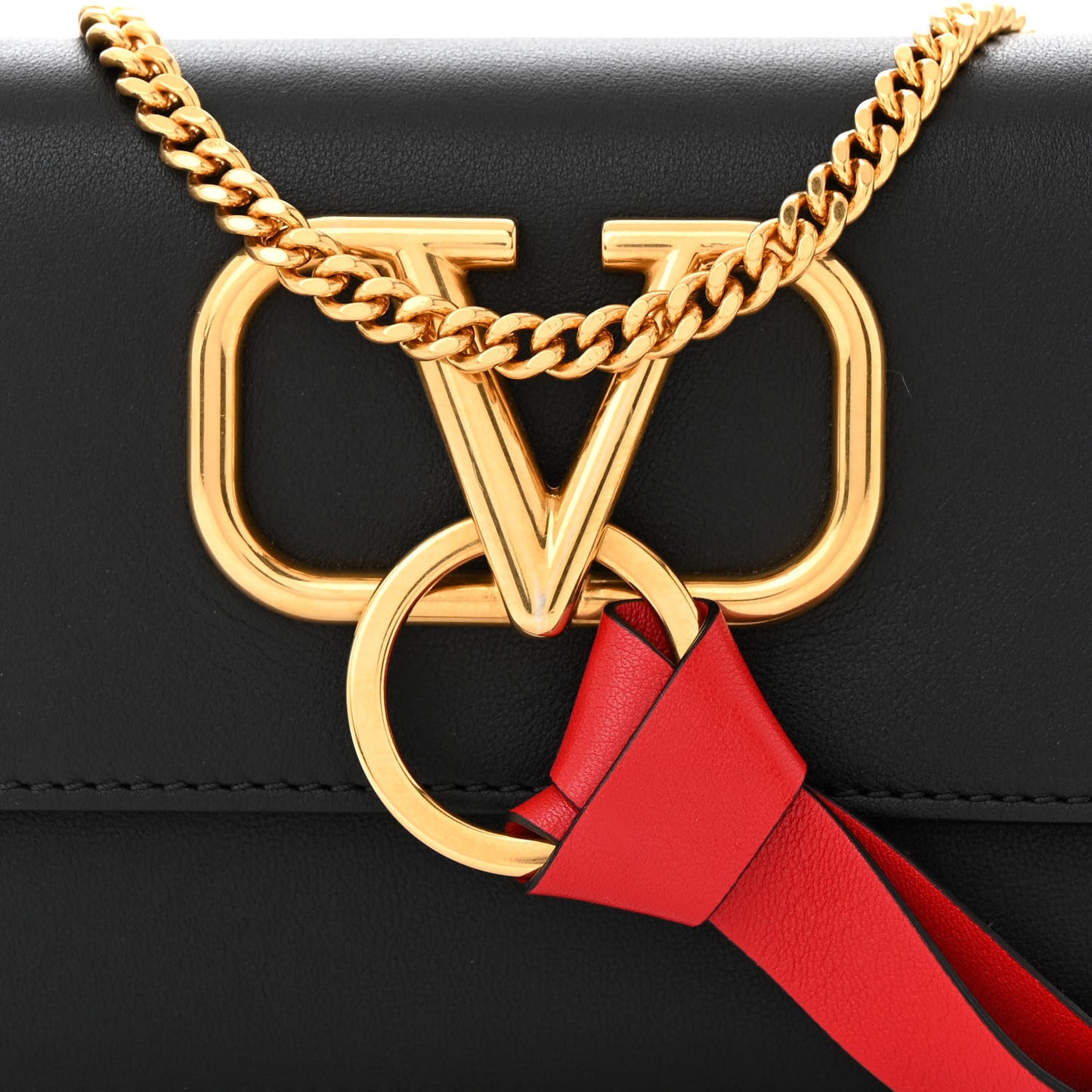Smooth Calfskin Mini VRing Crossbody Bag Black