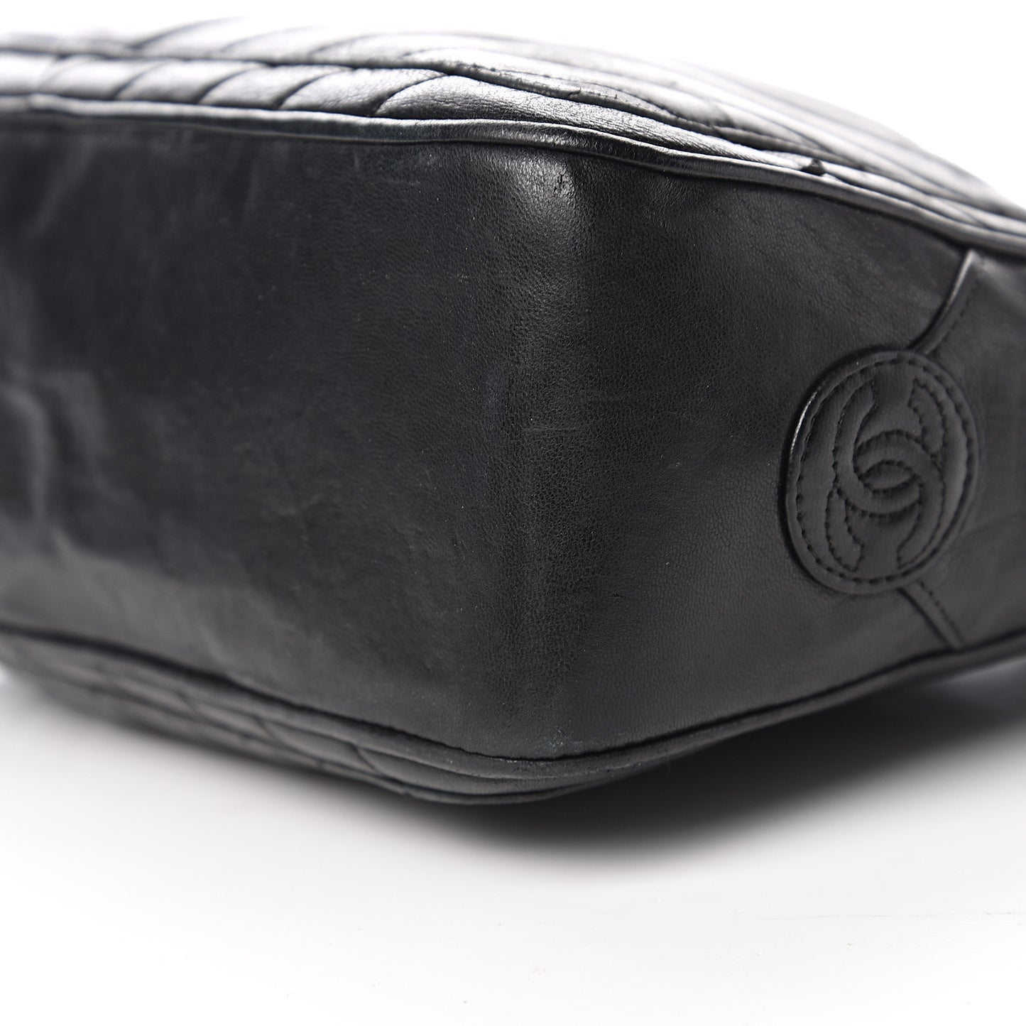 Lambskin Chevron Quilted Shoulder Bag Black