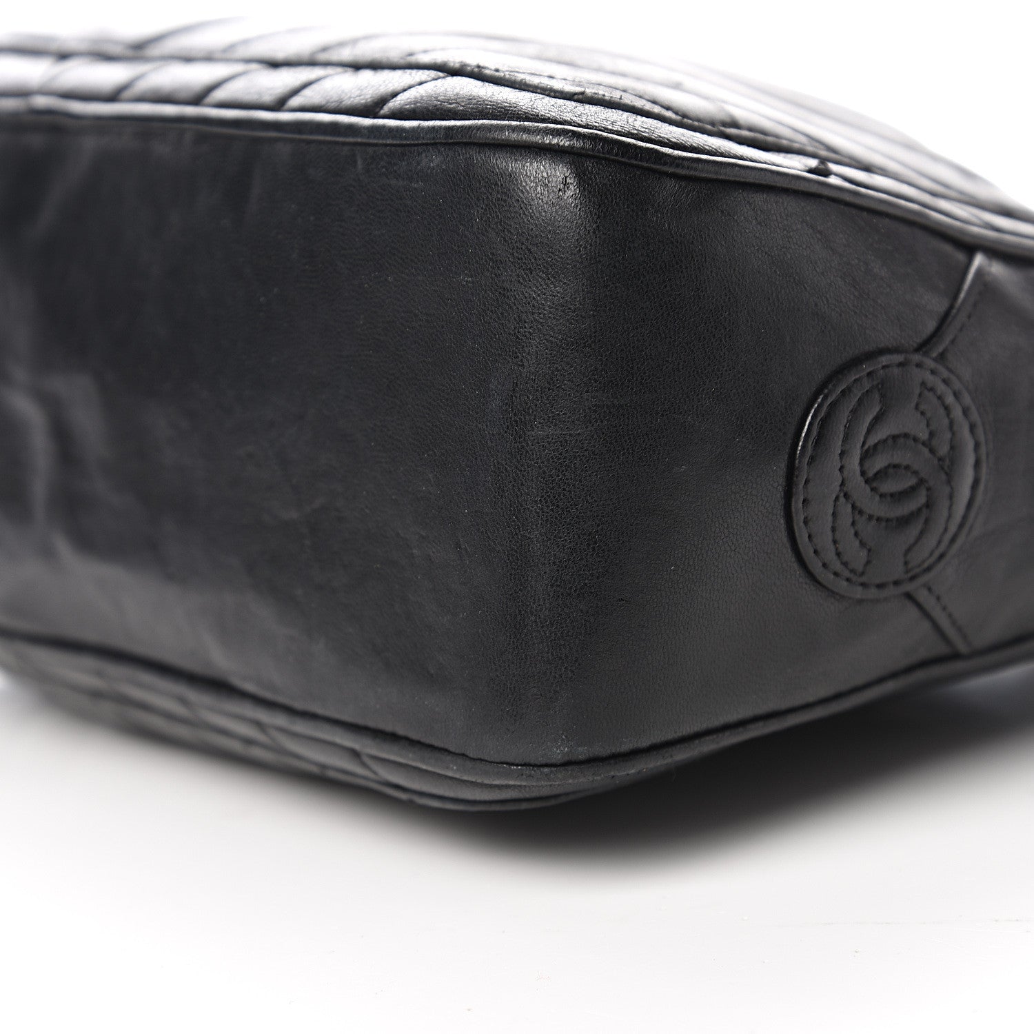 Chanel Lambskin Chevron Quilted Shoulder Bag Black 10 of 12