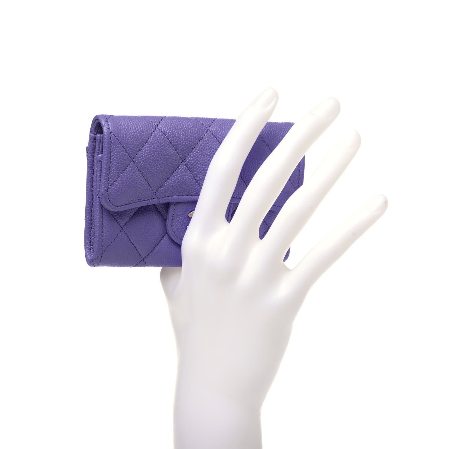 Chanel Caviar Quilted Flap Card Holder Wallet Purple 2 of 12