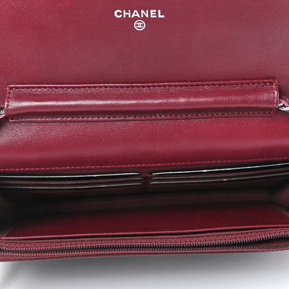 Chanel Patent Quilted Wallet On Chain WOC Burgundy 4 of 4