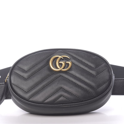 Gucci Calfskin Matelasse GG Marmont Belt Bag 75 30 Black 10 of 10