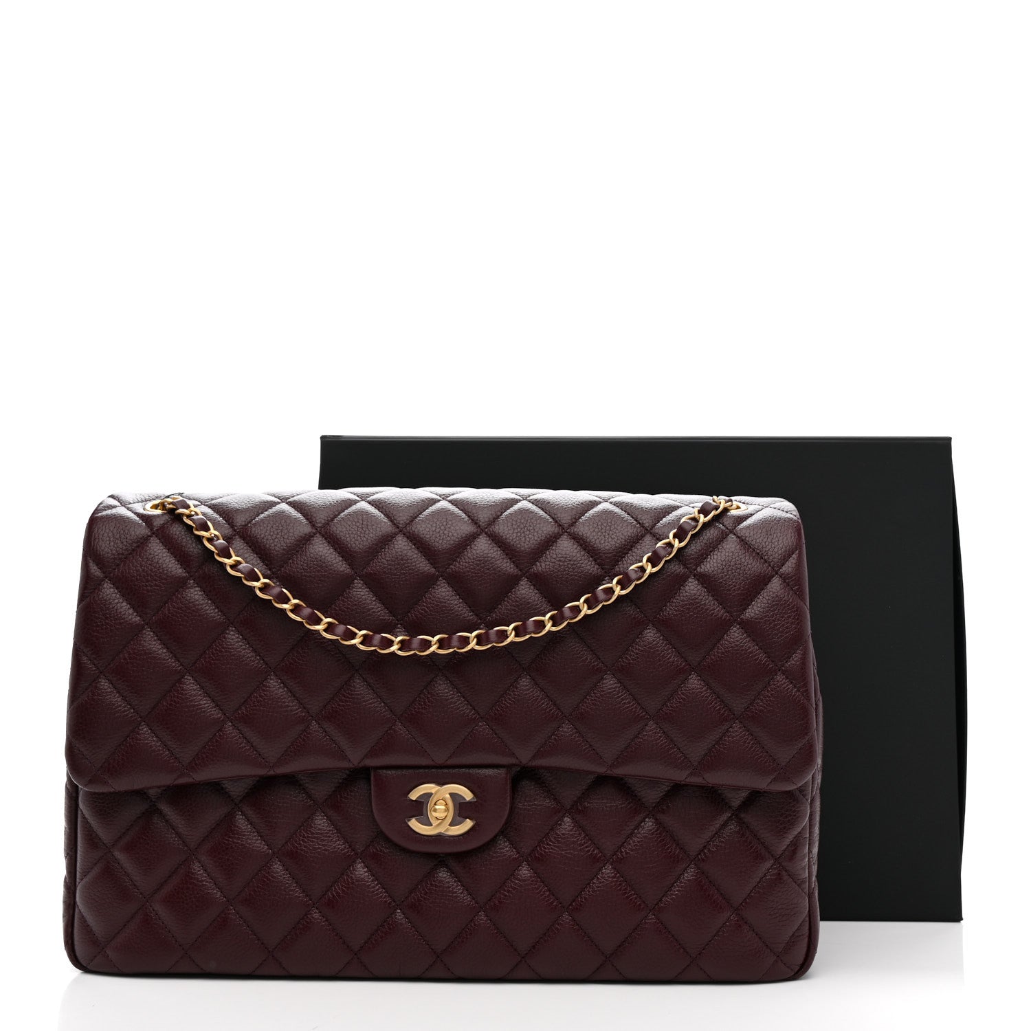 Chanel Grained Calfskin Quilted XXL Travel Flap Bag Burgundy 10 of 10