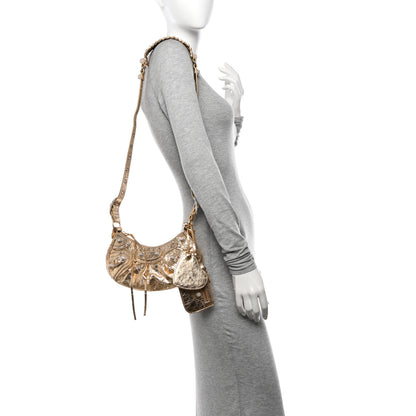 Balenciaga Metallic Agneau Arena Crystal Le Cagole Shoulder Bag XS Light Gold 2 of 11