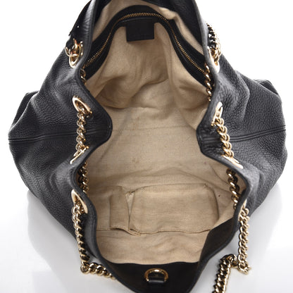 Gucci Pebbled Calfskin Medium Soho Chain Shoulder Bag Black 5 of 8