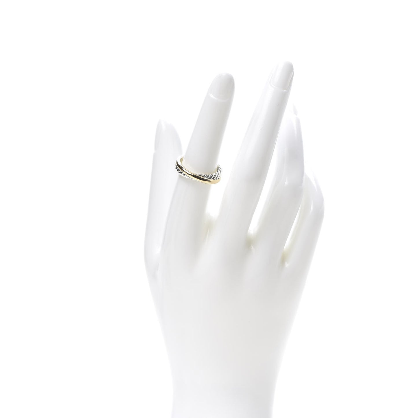 Sterling Silver 18K Yellow Gold Narrow Crossover Ring 53 6.5