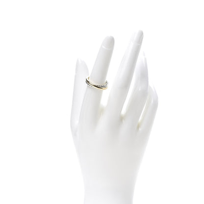 David Yurman Sterling Silver 18K Yellow Gold Narrow Crossover Ring 53 6.5 2 of 6