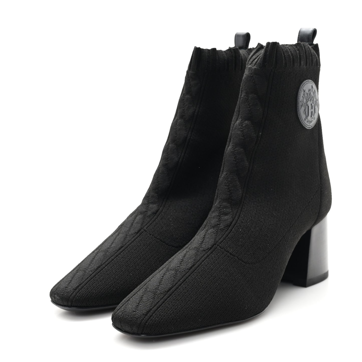 Knit Calfskin Jenna 60 Ankle Boots 38.5 Black