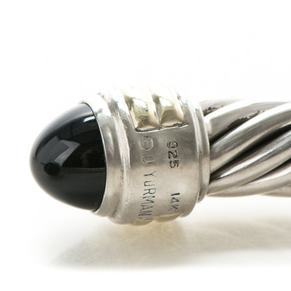 David Yurman Sterling Silver 14k Yellow Gold Black Onyx 10mm Cable Classics Bracelet 4 of 4