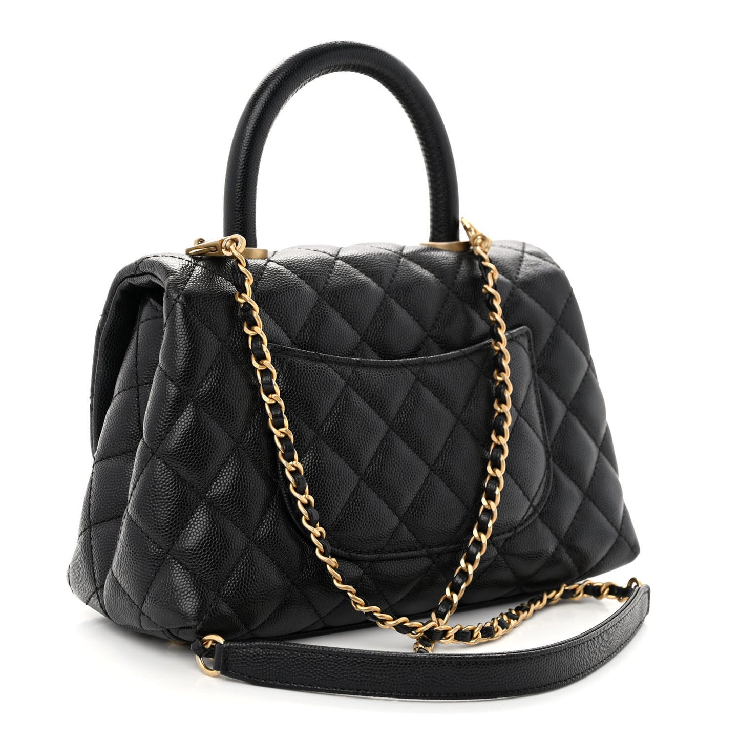 Caviar Quilted Mini Coco Handle Flap Black