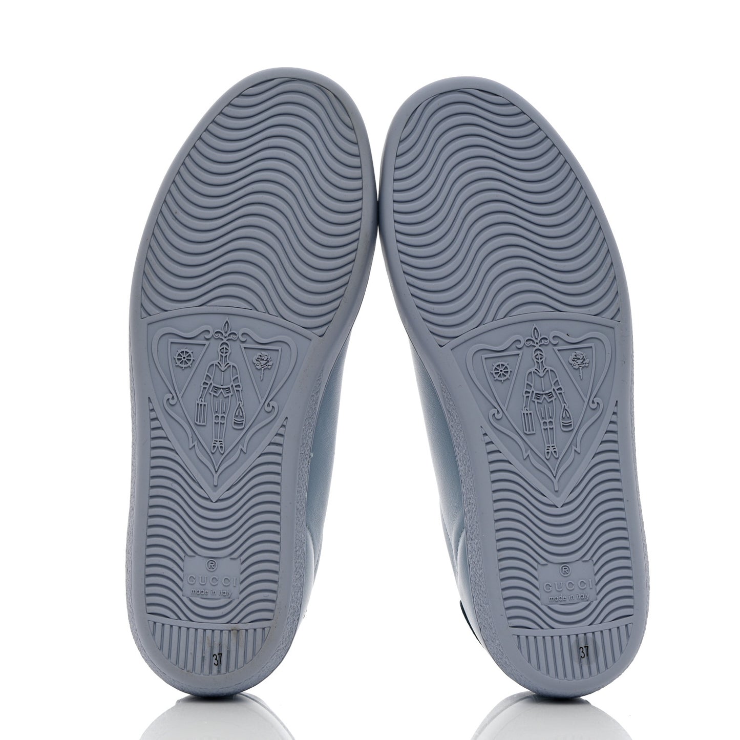 Calfskin Interlocking G Perforated Womens Ace Sneakers 37 Porcelain Light Blue Zaffiro