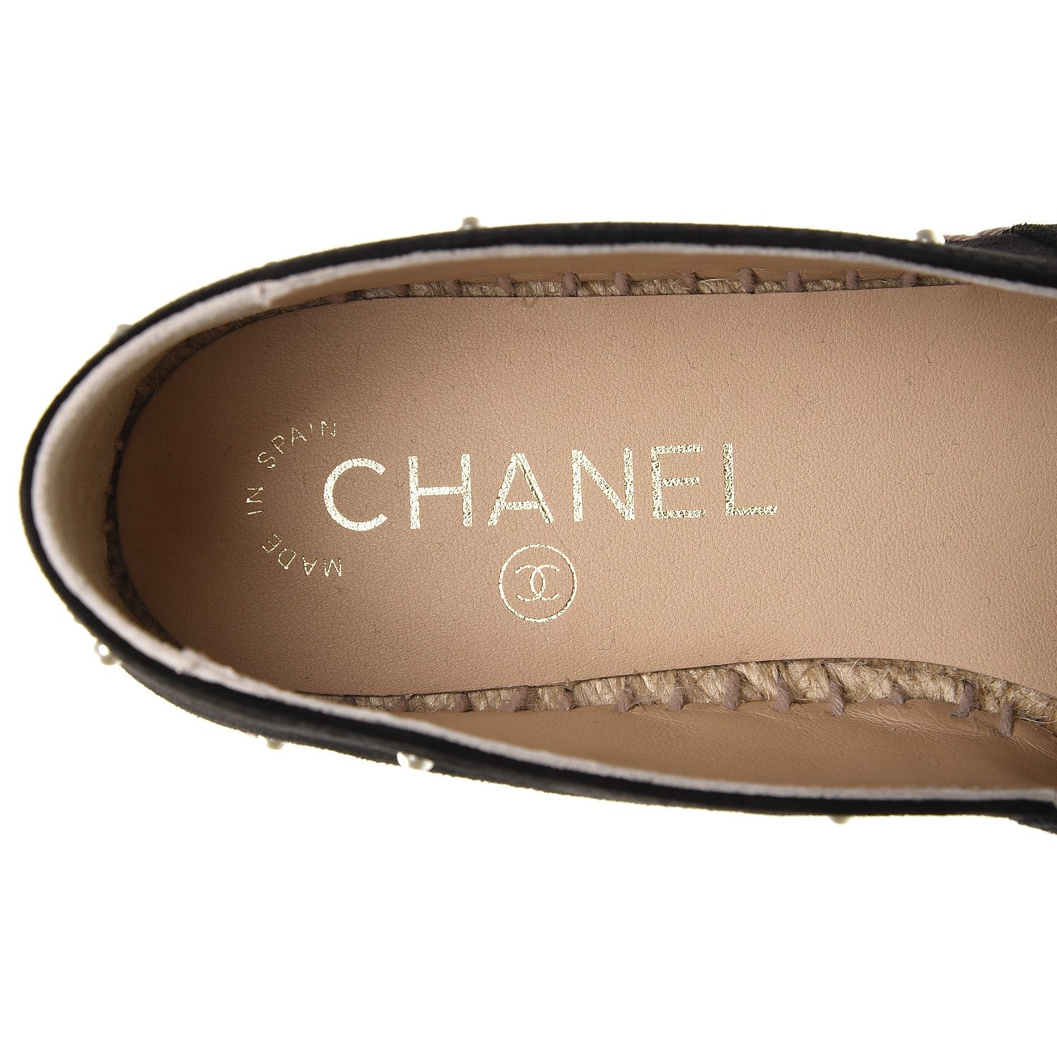 Chanel Suede Pearl CC Espadrilles 37 Black 6 of 8