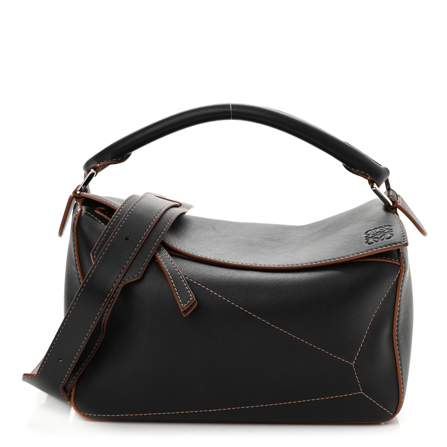 Loewe Calfskin Medium Puzzle Bag Black Tan 1 of 7