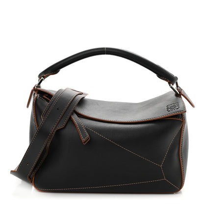 Loewe Calfskin Medium Puzzle Bag Black Tan 1 of 7
