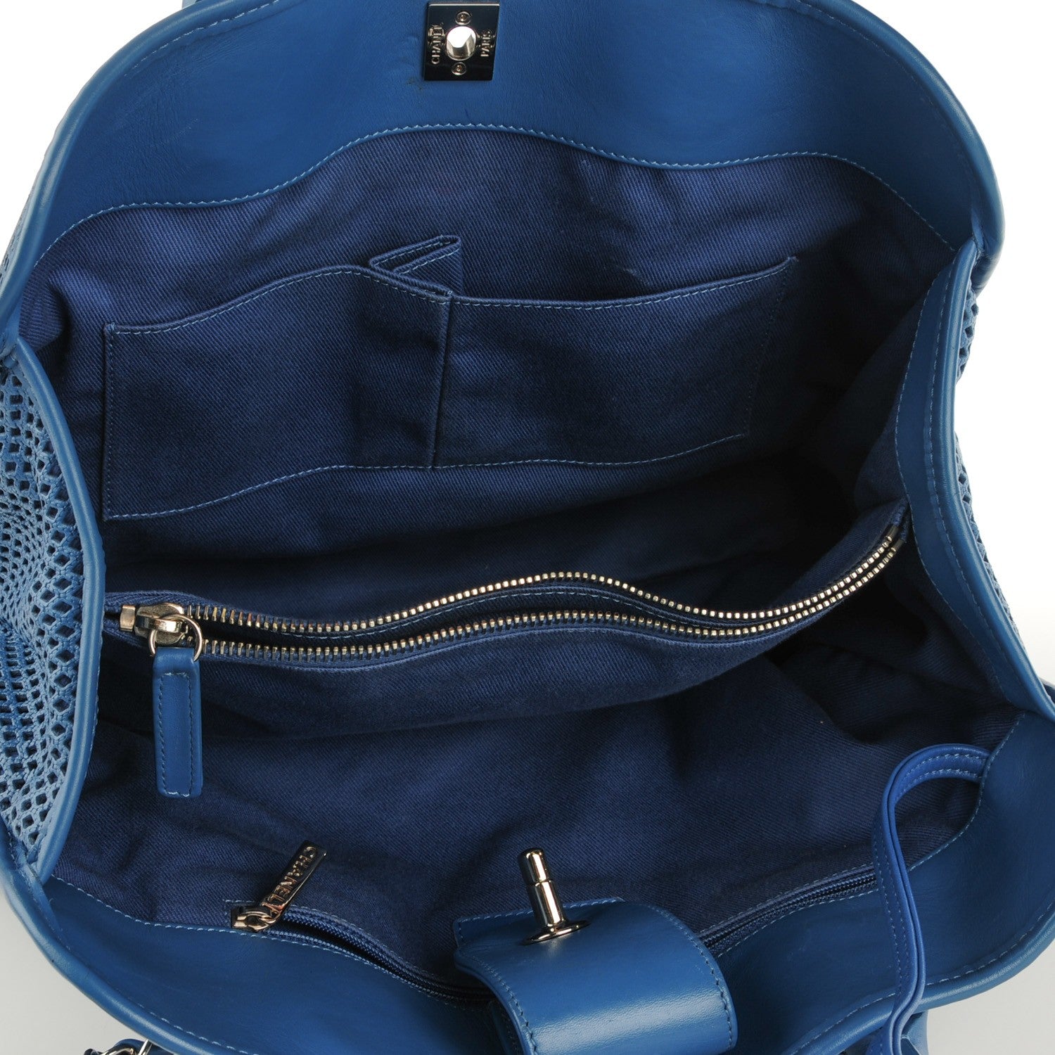 Chanel Calfskin Perforated Up In The Air Tote Dark Blue 5 of 8