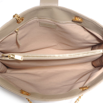 Saint Laurent Lambskin Matelasse Chevron Monogram Cassandre Shopper Beige 5 of 8