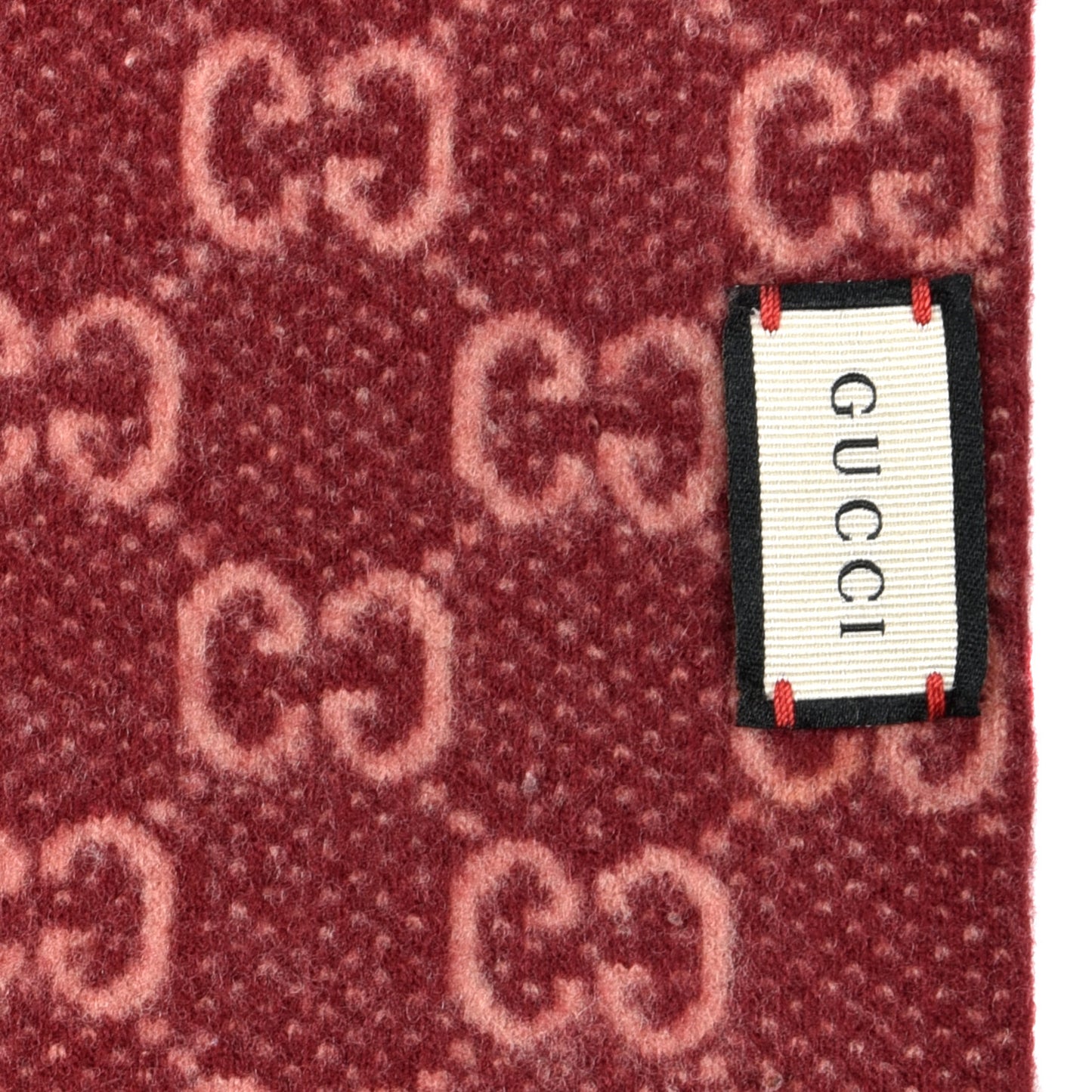Wool Tricot GG Monogram Lady Longfog Scarf Roseate Bordeaux