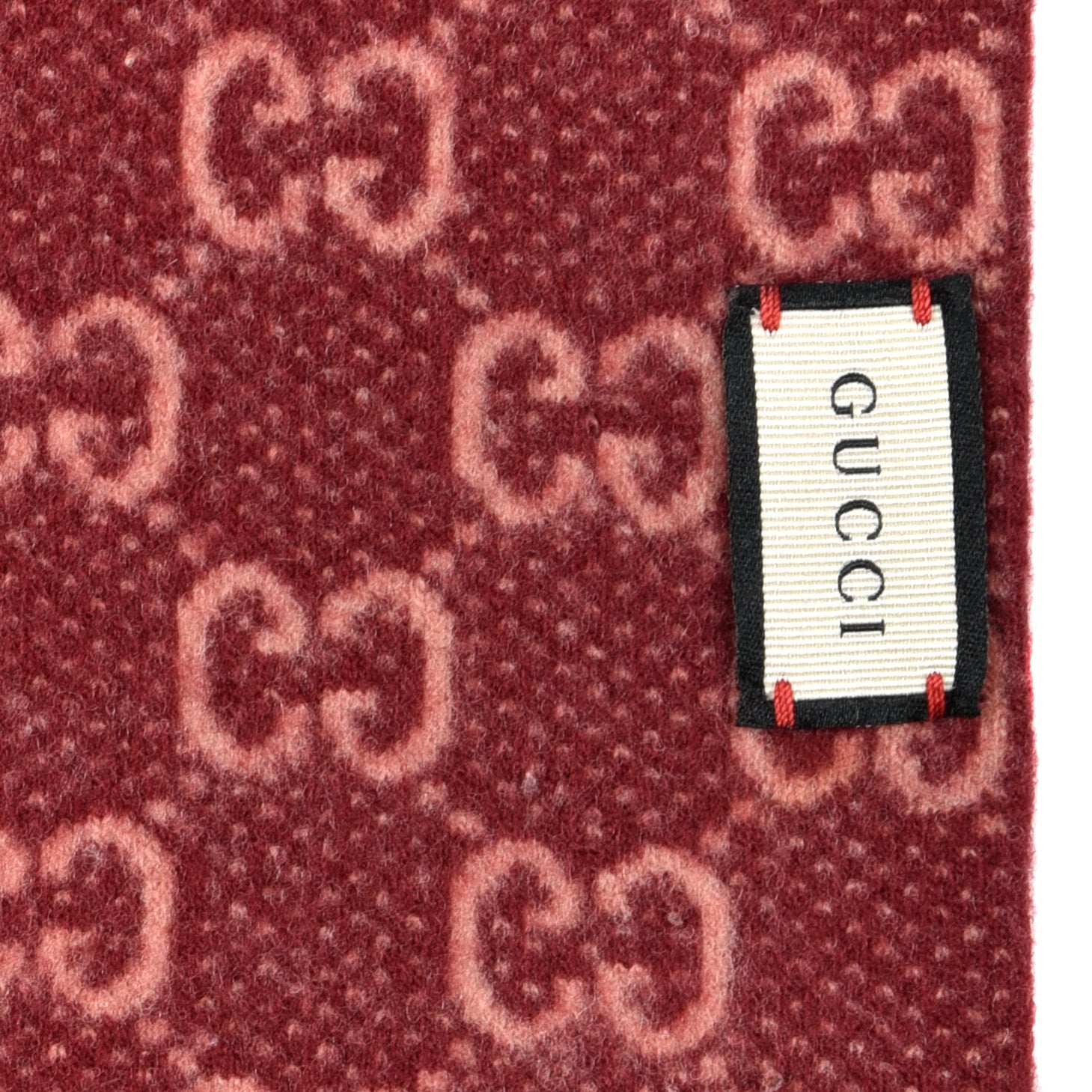 Gucci Wool Tricot GG Monogram Lady Longfog Scarf Roseate Bordeaux 4 of 5