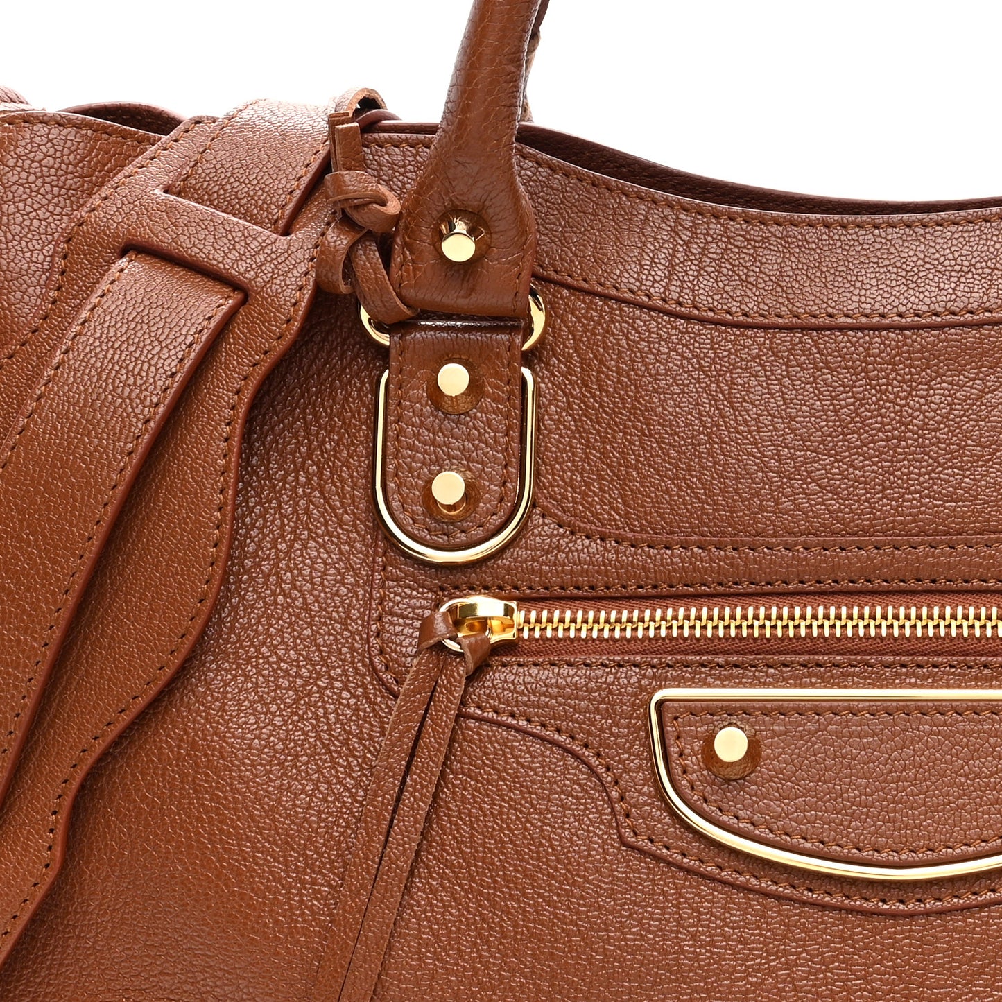 Chevre Gold Metallic Edge Hardware City Marron Terracotta