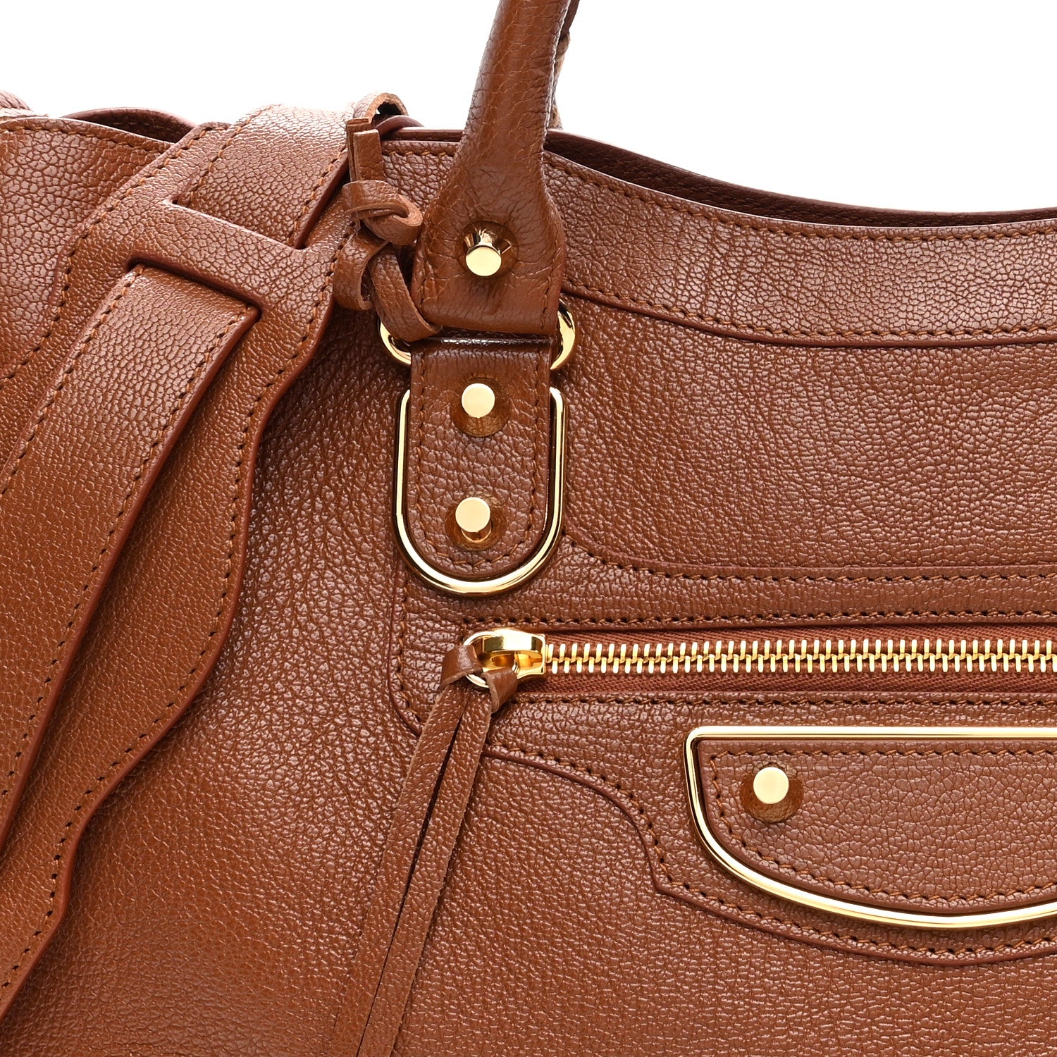 Balenciaga Chevre Gold Metallic Edge Hardware City Marron Terracotta 9 of 11